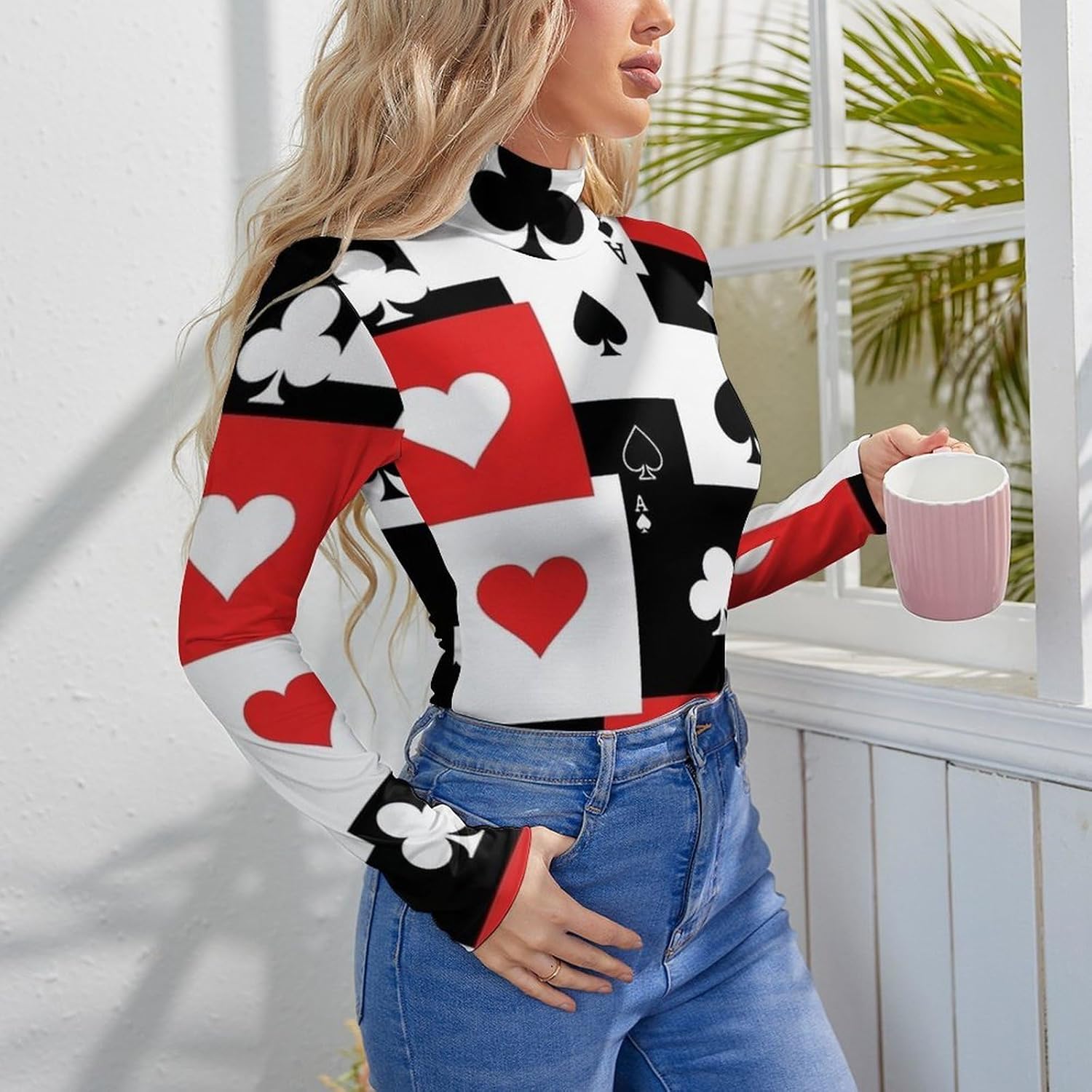 Women's Long Sleeve High Neck Bodysuit Sexy Body Suits Shirt Slim Fitted Tops