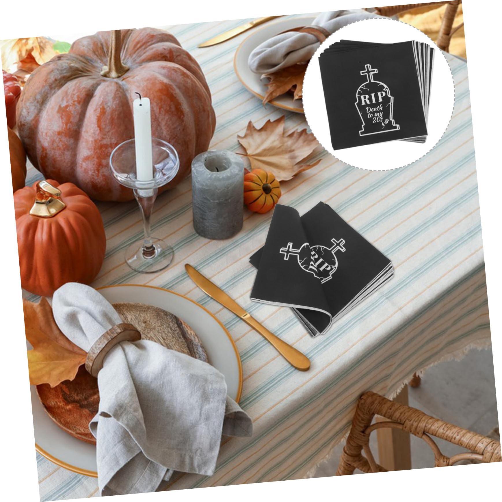 TOYANDONA 20 Pezzi Tovaglioli di Carta Neri Tema Halloween Death To My Tovaglioli Assorbenti Usa e Getta per Feste di Compleanno e Party Decorativi