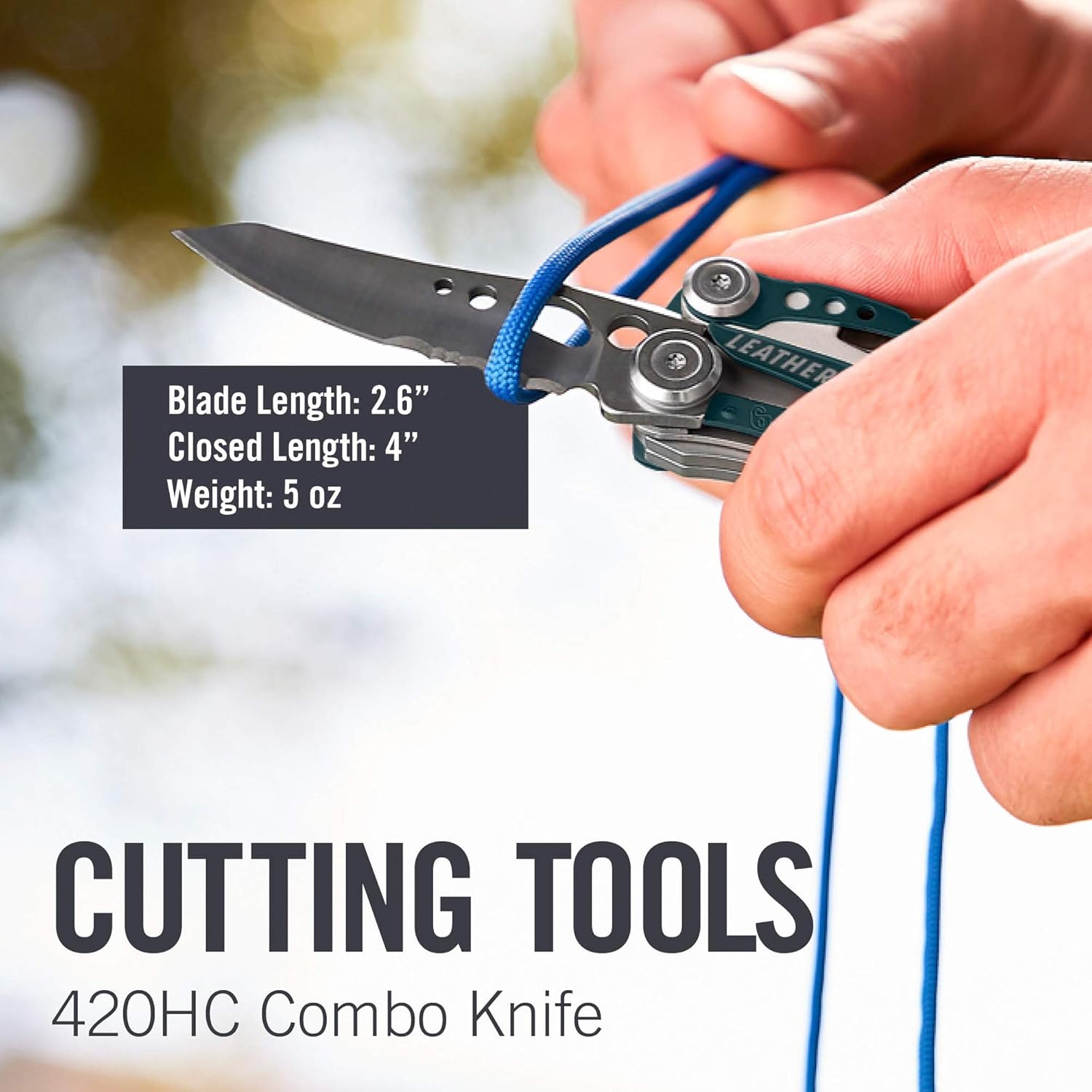 LEATHERMAN, Skeletool Lightweight Multitool with Combo Knife and Bottle Opener, Blue - - 