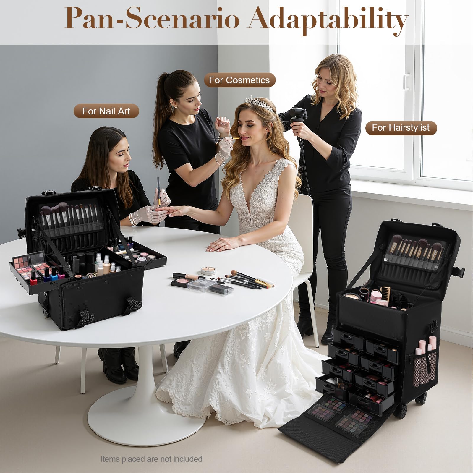 Valise cosmétique 2 en 1 avec 8 tiroirs, valise de tatouage avec roulettes et sac bandoulière amovible Valise cosmétique Valise à roulettes Valise cosmétique Valise à roulettes Valise cosmétique