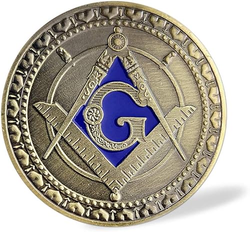Miniatura 3 de Moneda de desafío masónico cuadrado y brújula Masonería Maestro de ángel Mason Blue Lodge Regalo