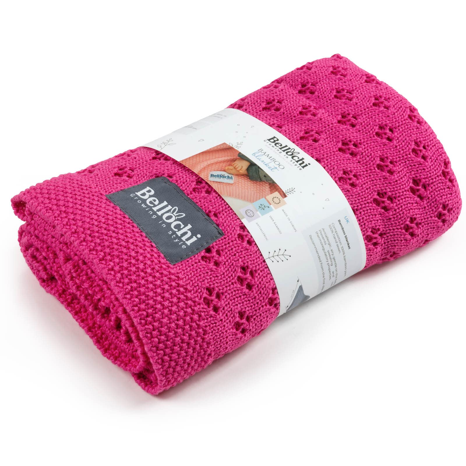 Bellochi Manta de Bambu para Bebe - Acogedor y Calada Mantita para Chica o Chico - Suave Aireado Verano Manta Bebe Recien Nacido - Hecha a Mano - 100x80 cm - Mallow