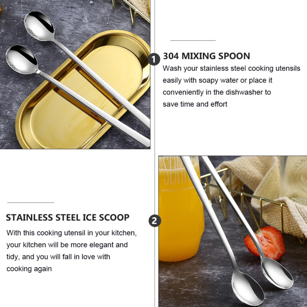 4 Pcs Stainless Steel Simple Spoons for Kitchen and Dining, Easy to Wash and Sturdy Food Spoons, for Home and Restaurant Use