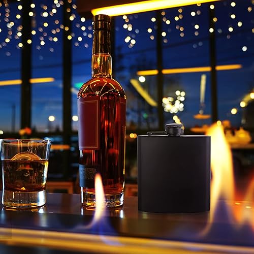 Miniatura 6 de 10 unidades de frasco de cadera para licor negro 6oz acero inoxidable a prueba de fugas con 10 embudo para regalo, camping, fiesta de boda, regalos