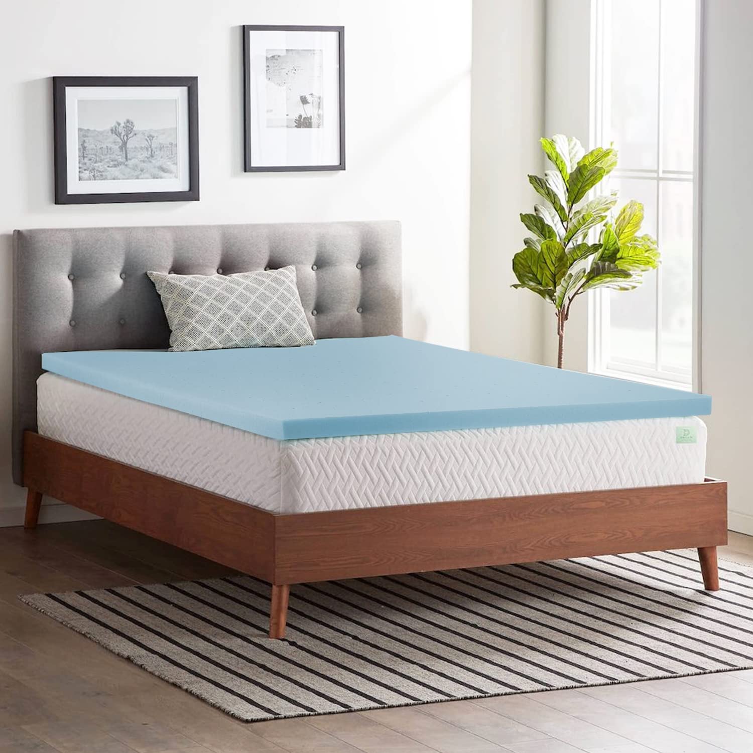 2-Inch Mattress Topper Memory Foam Pressure Relief for Back Pain Cooling Gel-Infused Gel Infused Mattress Topper Cooling & Breathable CertiPUR-US