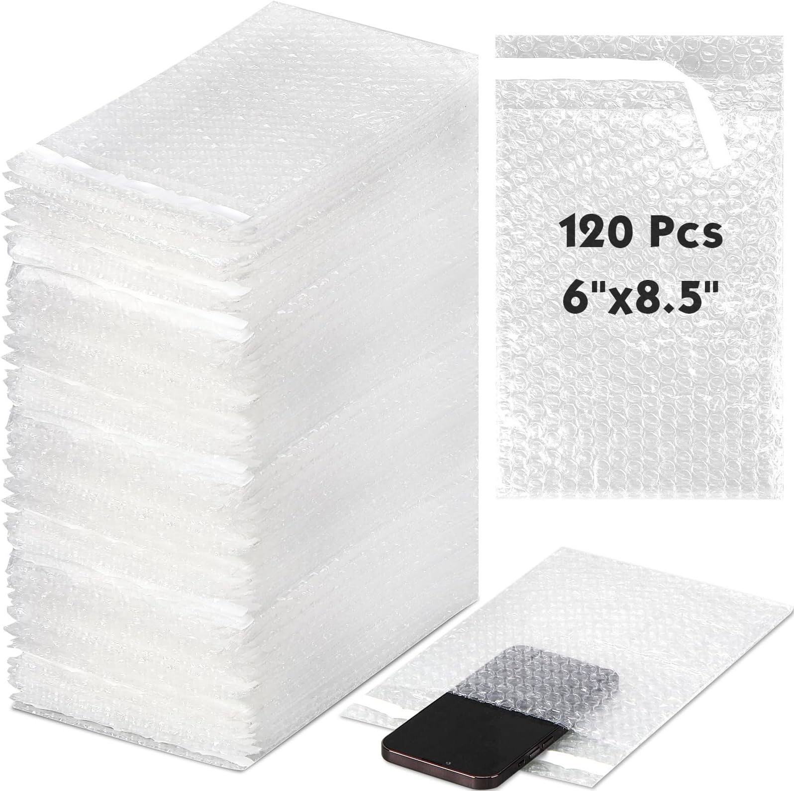 120 Pcs 6 x 8.5 Inch Bubble Cushion Wrap Bags Bulk, Double Wall Bubble Cushion Wrap Pouches, Clear Protective Bags Thickening Shockproof for Shipping Packing Storage Moving