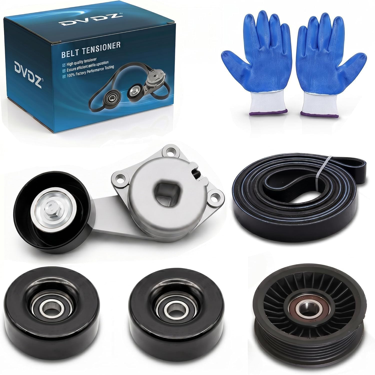 Drive Belt Tensioner & Idler Pulley Kit w/Belt for Ford F150 2005-2006 2009-2010, F250 2009-2010, Explorer 2006-2010, Expedition 2009-2014 4.6L 5.4L, 90K-38274A