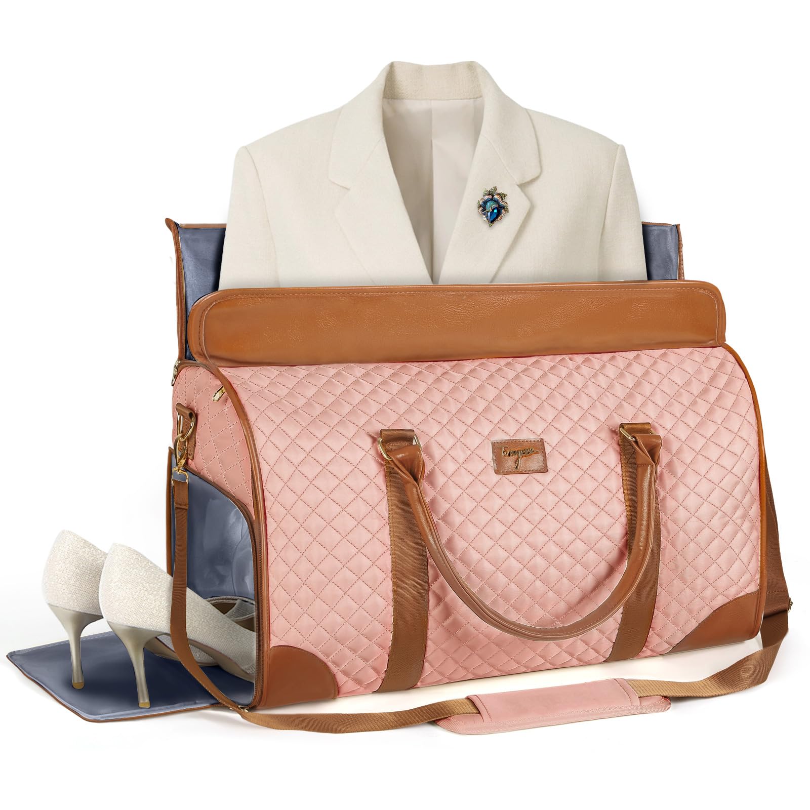 Tonyeee Convertible Garment Duffel Bags for Travel, Carry On Garment Bag with Shoe Compartment, 3 in 1 Foldable Suit Duffle Bag for Women, Jenni Bag