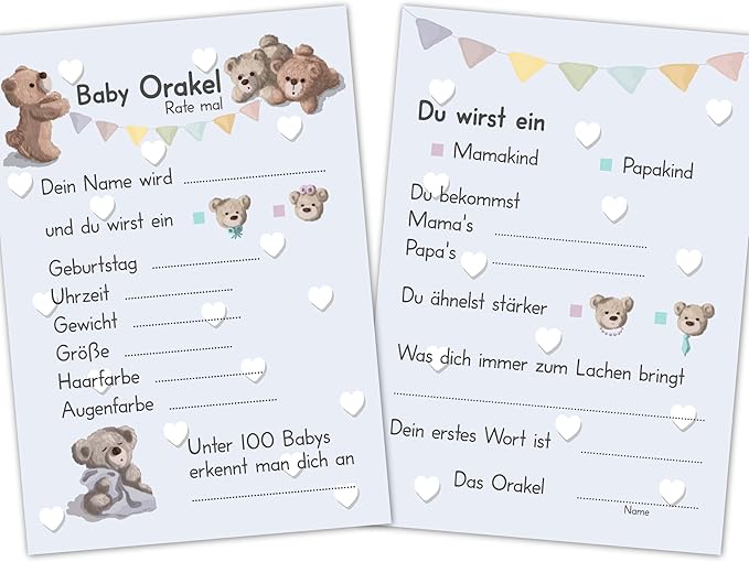 Baby Orakel, das perfekte Babyparty Spiel für Mädchen und Junge