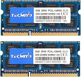 TECMIYO DDR3L 1600MHZ SODIMM RAM 16GB Kit (2x8GB),DDR3 PC3L-12800S 204Pin Non ECC Unbuffered 1.35V/1.5V CL11 2RX8 Dual Rank for Laptop Notebook Computer Memory Module-Blue
