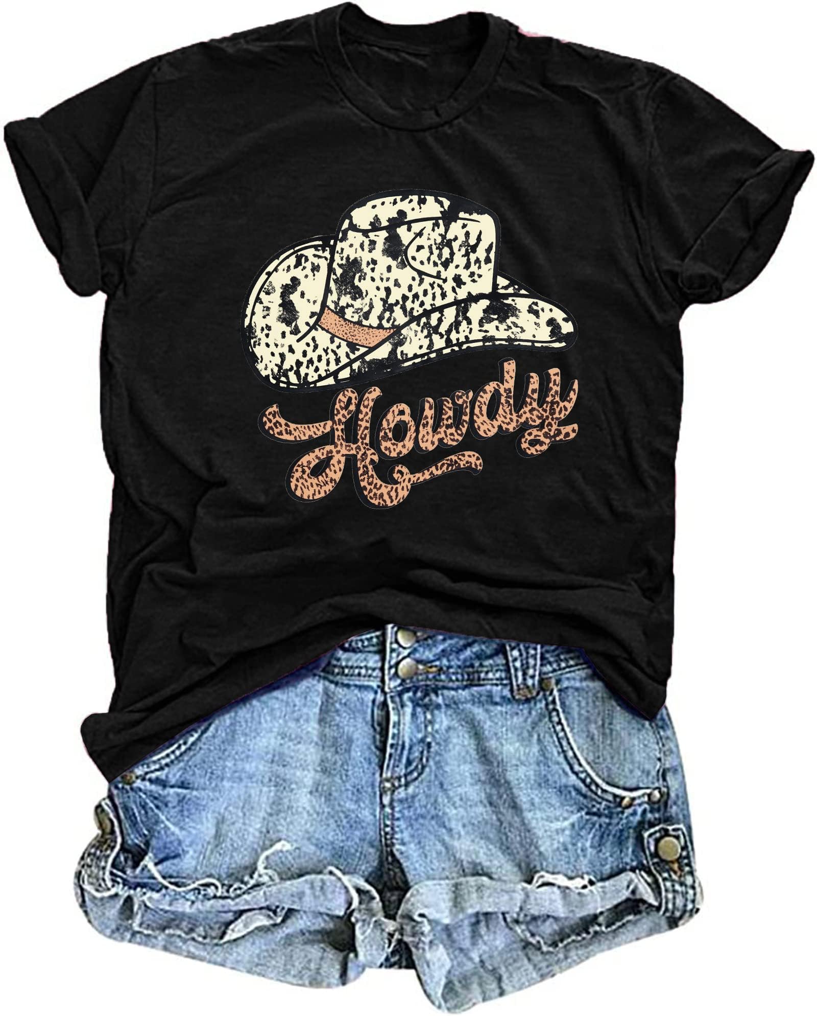 YI XIANG RANHowdy T-Shirt Women Cowgirl Shirt Vintage Rodeo Western Shirt Country Music Graphic Shirt Summer Short Sleeve Tee Tops