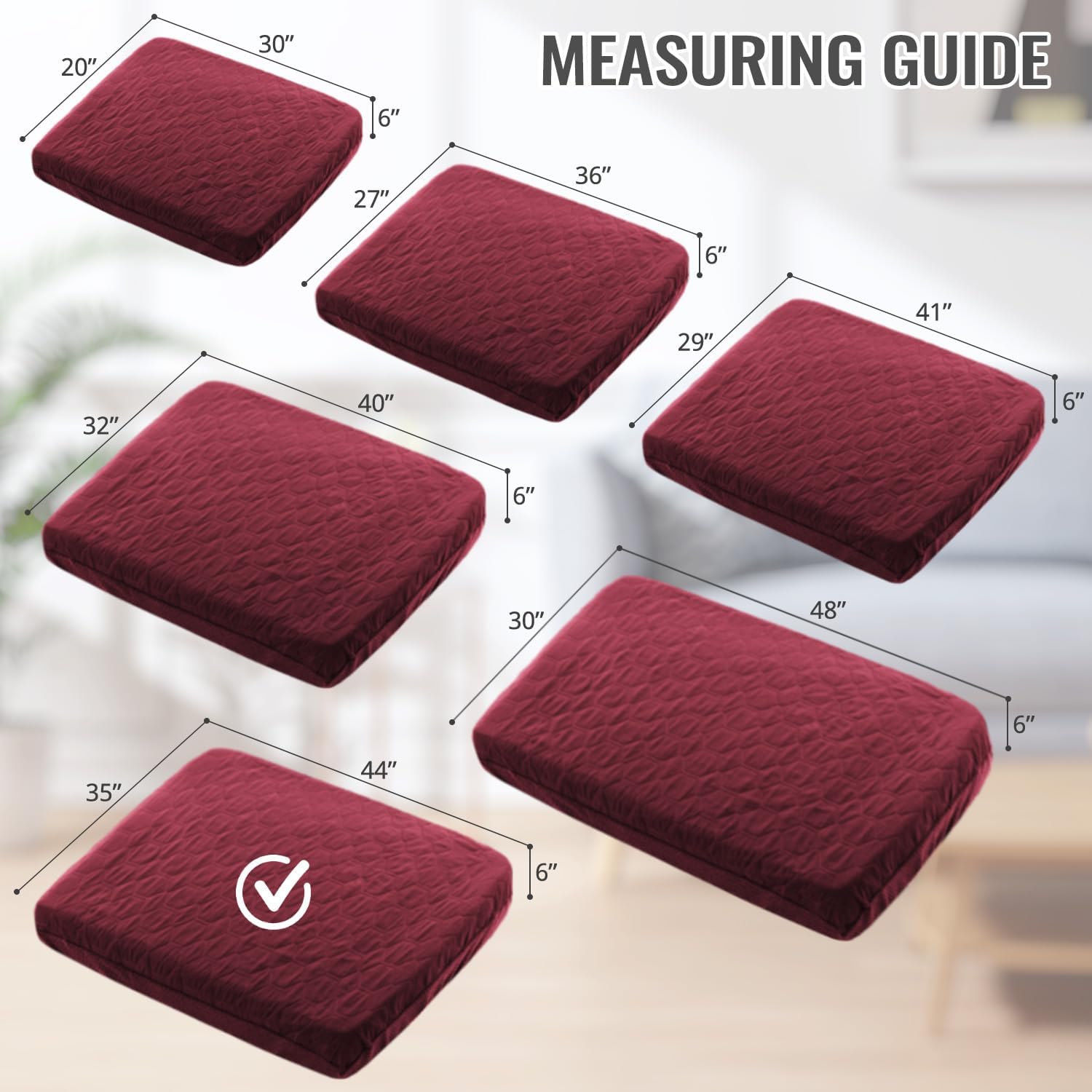 Nanbowang Waterproof Dog Bed, Replacement Washable Pet Pillow Quilted, Easy to Remove, Lovely Puppy Bed Cover for Dog/Cat - 35x44x6, Burgundy