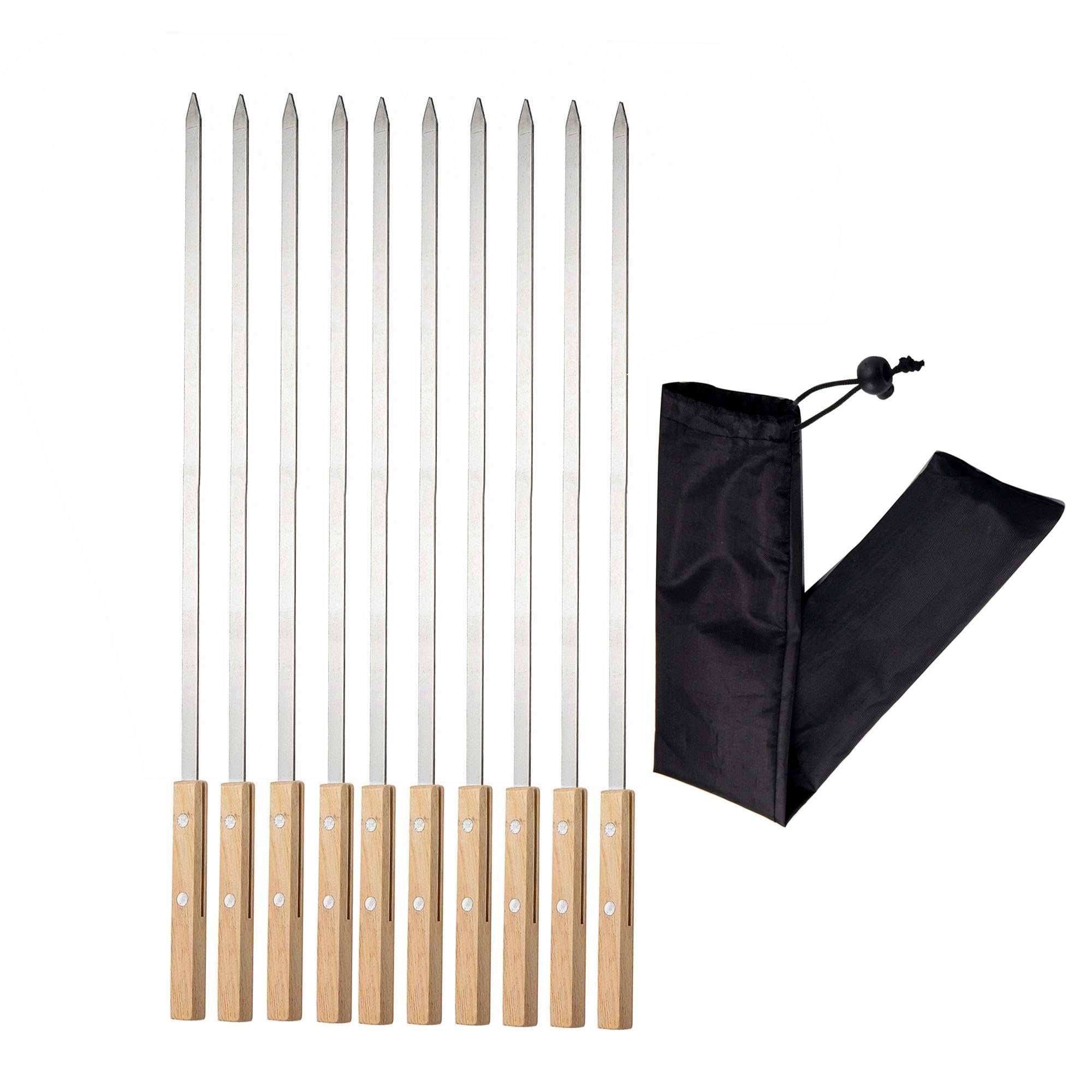 IMEEA Grillspieß 60cm Kebab Grill Spieße Edelstahl Schaschlikspieße10 Stück