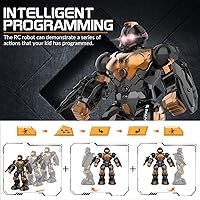 Vista 4 de STEMTRON Juguetes Robot para Niños, Robot de Control Remoto Programable con Detección Inteligente de Gestos, Recarga, Modo de Canto y Baile, Marrón