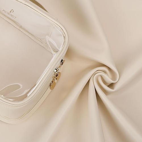 Miniatura 2 de Pocmimut Bolsa de maquillaje transparente, bolsa de cosméticos de piel sintética, bolsa de maquillaje, accesorios de automóvil, organizador de