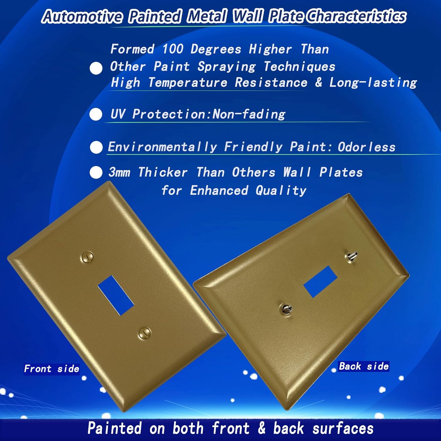 Metal Electrical Outlet Covers, light Switch Cover Wall Plates, Mid Size 3.16''*4.92'' Switch Plate, Wall Plates of Various Styles for Indoor and Outdoor Vintage Gold (1 Gang Toggle 4 PK)