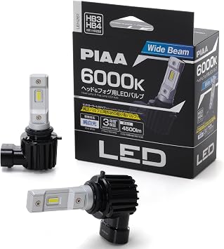PIAA LEH261 LED for Vehicle Headlights/Fog Lamps, 6,000K, Controller-less Type, 12V, 17W, 4,500 lm, HB3/HB4/HIR1/HIR2, Road Transport Vehicle Act Compliant, Pack of 2