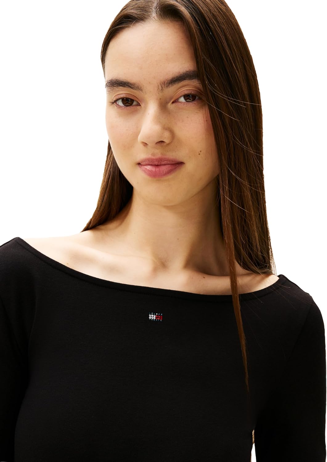 Tommy Jeans Women's Long Sleeve A-line Dress with Rhinestone Flag Logo