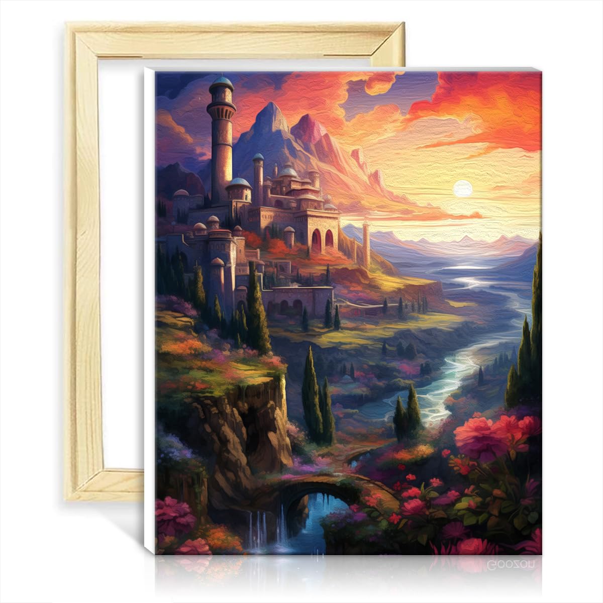TANGFEIY On Canvas Painting by Numbers Alhambra Palace Canvas DIY Oil Painting with Brushes and Acrylic Pigment on Canvas for Home Wall Decor No Frame(30x40cm)