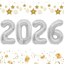 2026 Balloons, 2026 Number Balloons, 2026 Silver Balloon, Foil Happy New Year Balloon for New Year Eve Party Supplies 2026 Graduation Decorations Anniversary Birthday Home Office Decorations, 16 Inch