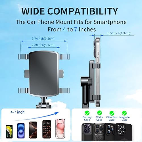 Miniatura 5 de Soporte universal de teléfono para tablero de instrumentos de 360, soporte giratorio multifuncional para viseraretrovisor para teléfonos de 4 a 7