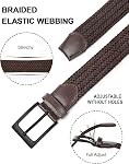 FAIRWIN Braided Belt for Men Stretch Golf Elastic Woven Casual Width 1.3" | Nylon Fabric Web with Mesh Lining, Braid Weave Design for Lasting Quality, Clean Look and Classic Casual Finish
