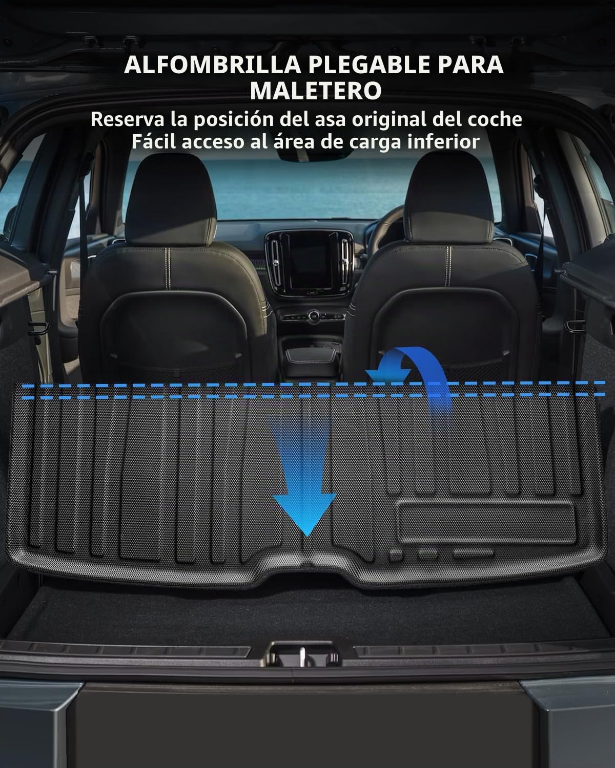TPE Alfombrillas Maletero para Volvo XC40 / C40 Recharge 2018-2026 | Alfombras Maletero Originales, Protector Maletero Antideslizantes e Impermeables, Funda Maletero con Bordes Elevados