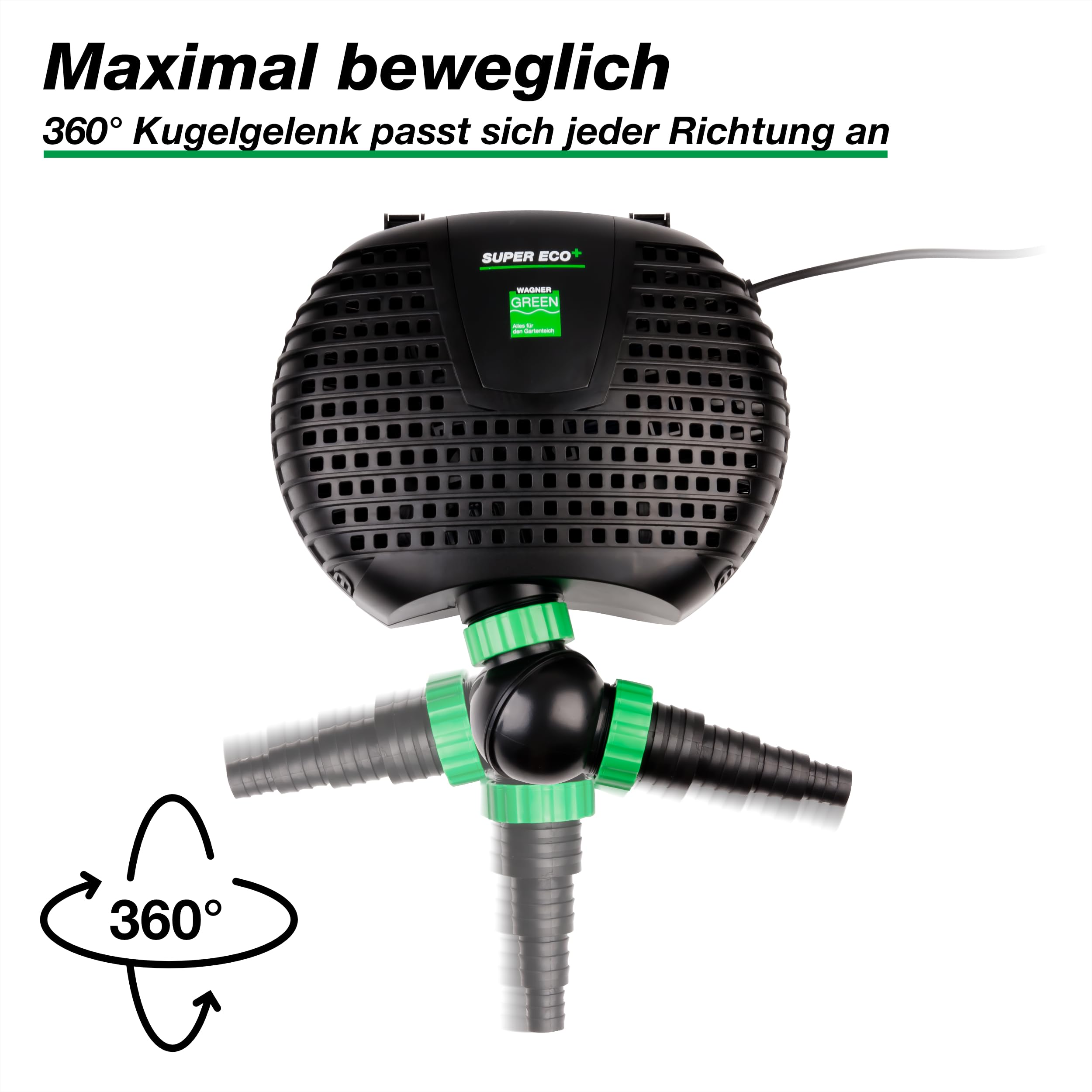 Wagner GREEN SuperECO 6500 Teichpumpe 6.500 Liter pro Stunde 32 Watt, energiesparende Filterpumpe, Bachlaufpumpe, Umwälzpumpe, Gartenteichpumpe für Koiteich