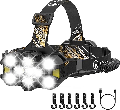 Linterna frontal recargable, 25000 lúmenes altos, 11 LED, 12 modos, luz de cabeza, sensor de movimiento, linterna impermeable para exteriores, caza,