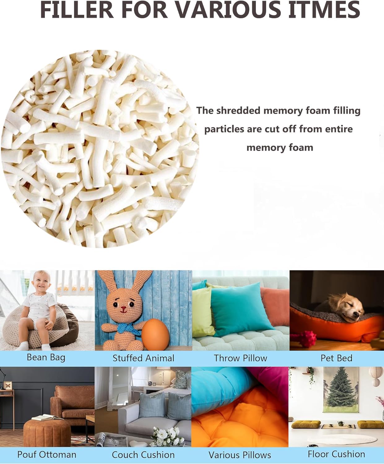 Rembourrage En Mousse à Mémoire De Forme En Gel Déchiqueté, Confortable