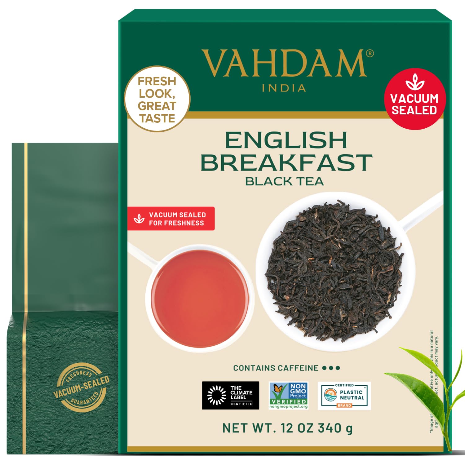 VAHDAM Té Negro Hojas Originales De Desayuno Inglés 340g 170 Tazas
