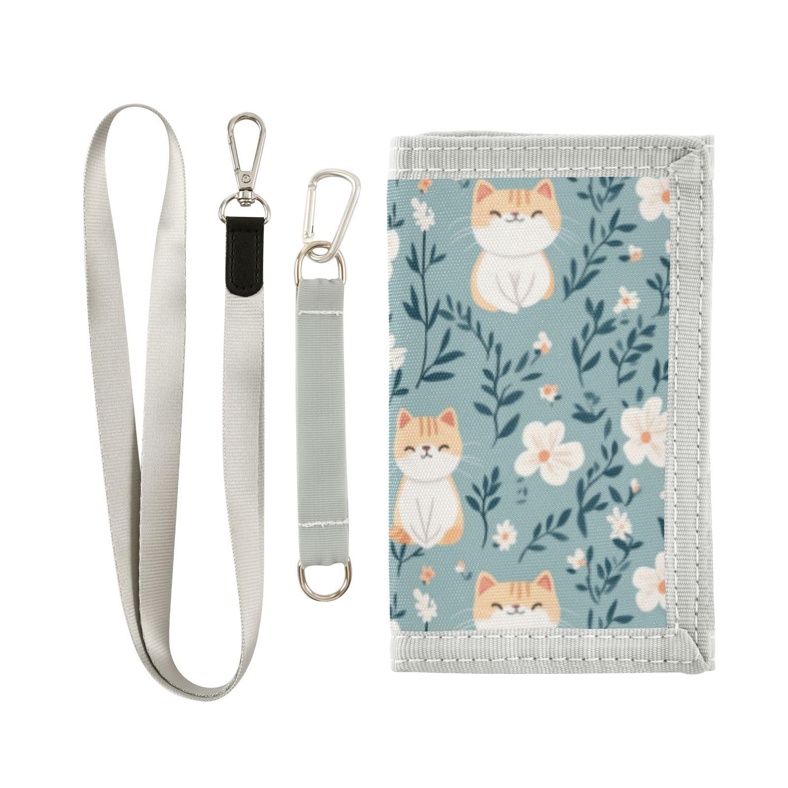 Wusikd Cute Cat Kids Wallet for Boys Girls Flower Toddler Trifold Wallet Novelty Wallet for Teens Women Men