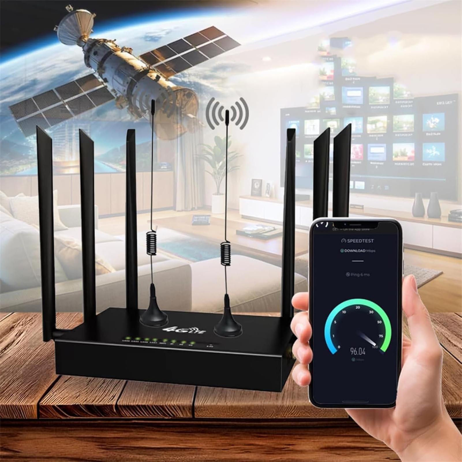 Routeur WiFi Haut Débit, Routeur Intelligent Internet sans Fil,Routeur Satellite Haut Débit Illimité - Routeur WiFi Plug Play pour Ordinateur Portable Et Téléphone Fonctionnant dans Le Désert,