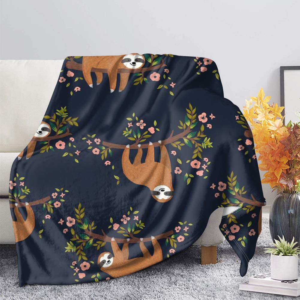 Binienty Cute Sloth Animal Printed Flannel Fleece Throw Blanket, Ultra Soft Cozy Blanket for Bed Sofa Couch Office Camping — image 1