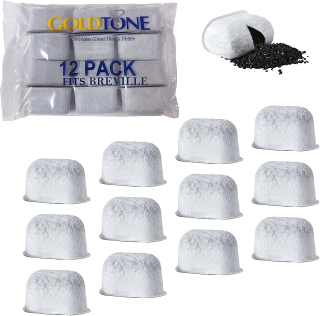 GOLDTONE Replacement Charcoal Water Filter Cartridges for BREVILLE Coffee Makers & BREVILLE Coffee Machines. Replaces your BREVILLE BWF100 Water Filter (12 Pack)