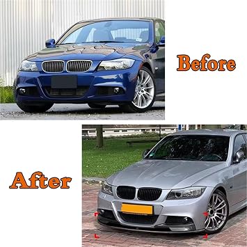 Car Front Bumper Protector For BMW 3 Series E90 E91 LCI Sport 2009-2012 Car Front Bumper Lip Splitter Diffuser Body Kits Spoiler Guard Protector(Gloss Black Lip)