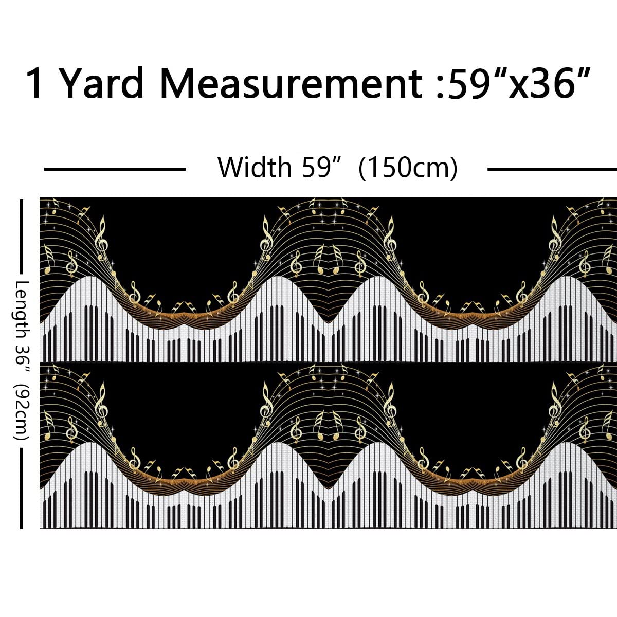 Piano Fabric by The Yard Music Themed Upholstery Fabric for Chairs Sofa Couch Musical Notes Stripes Outdoor Fabric Waterproof 1 Yard,(L92*W150cm) Black White - Image 3