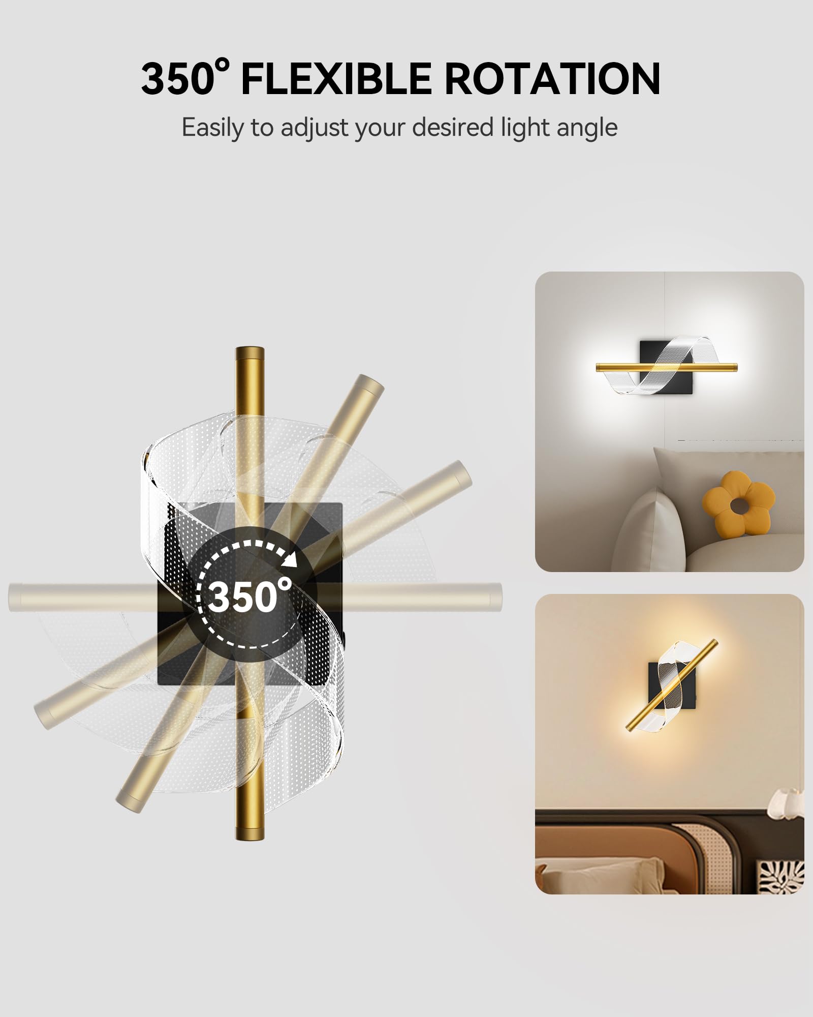T-SUNUS Wandleuchte Innen Akku, Kabellose Aufladbare Wandlampe Innen Akku mit Fernbedienung, Einstellbarer Lichtstrahl, 3 Farbtemperatur für Wohnzimmer Schlafzimmer Korridor Treppe 2 Stück