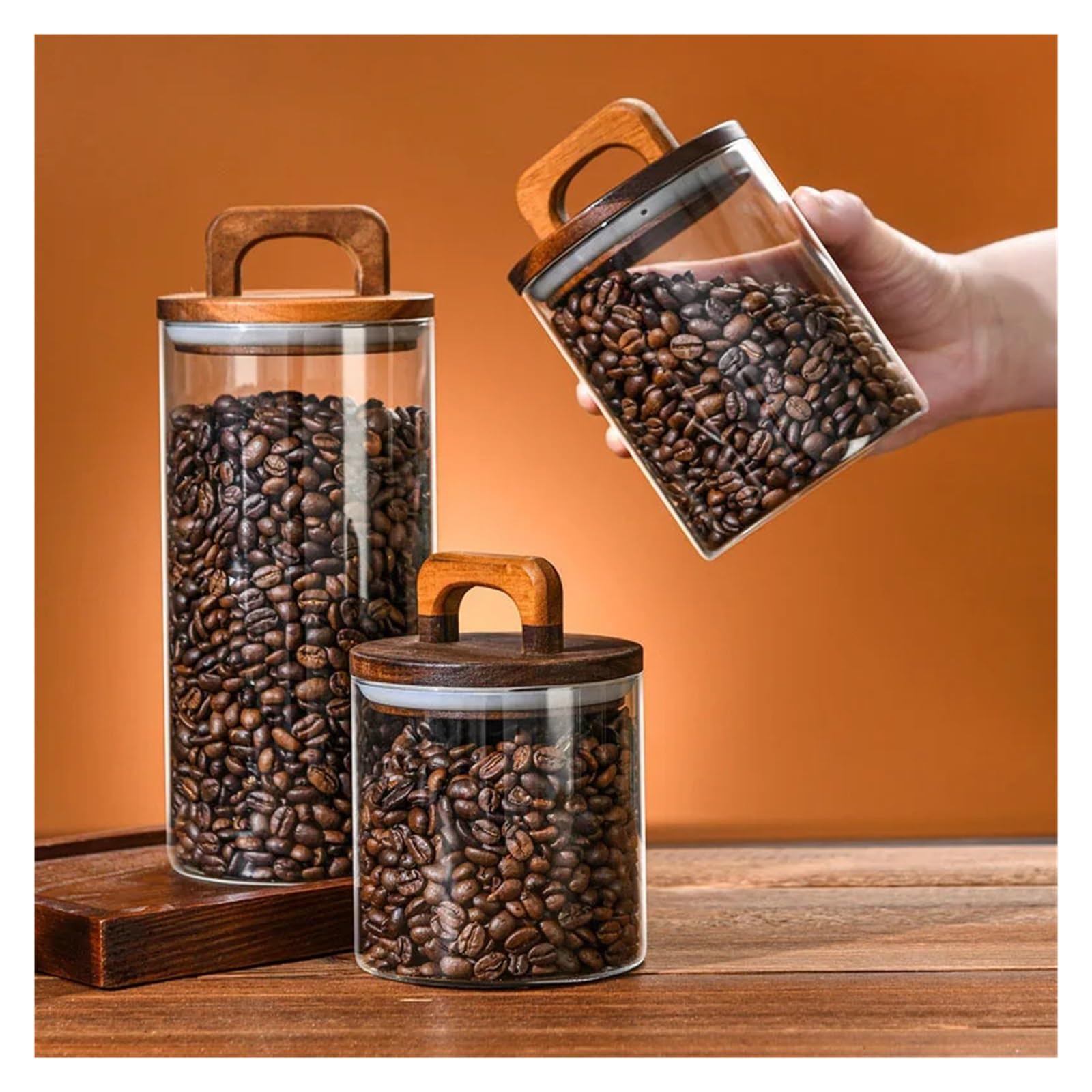 Versiegeltes Glas for Kaffeebohnen, vakuumversiegelter, wasserdichter und luftdichter Behälter, Vorratsglas for Lebensmittel, Getreide und Süßigkeiten für Kaffeebohnen, Zucker(1250ml)