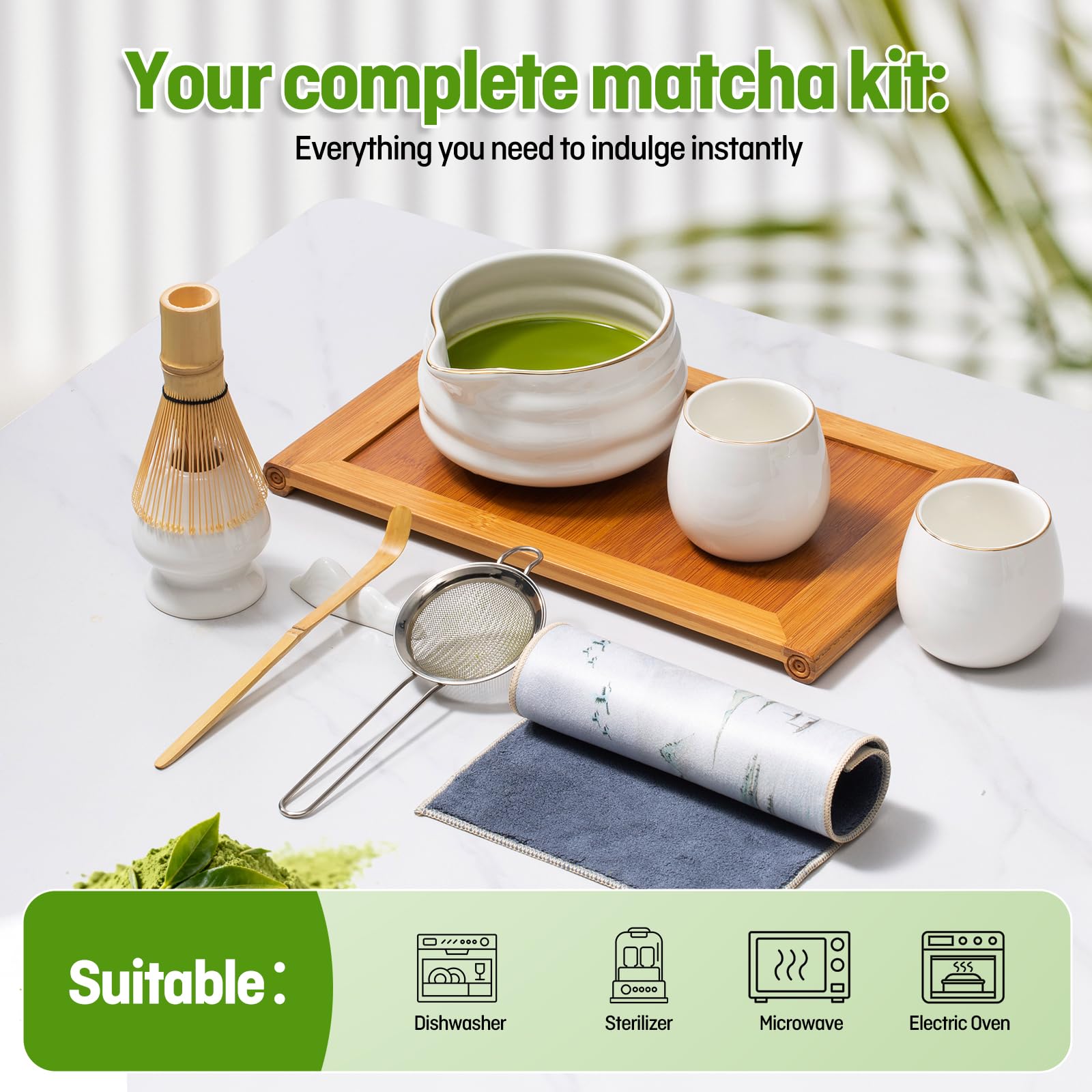 7-teiliges japanisches Matcha-Teeset mit Schüssel (mit Ausguss) Schneebesen halt 7-teiliges japanisches Matcha-Teeset mit Schüssel (mit Ausguss) Schneebesen halt