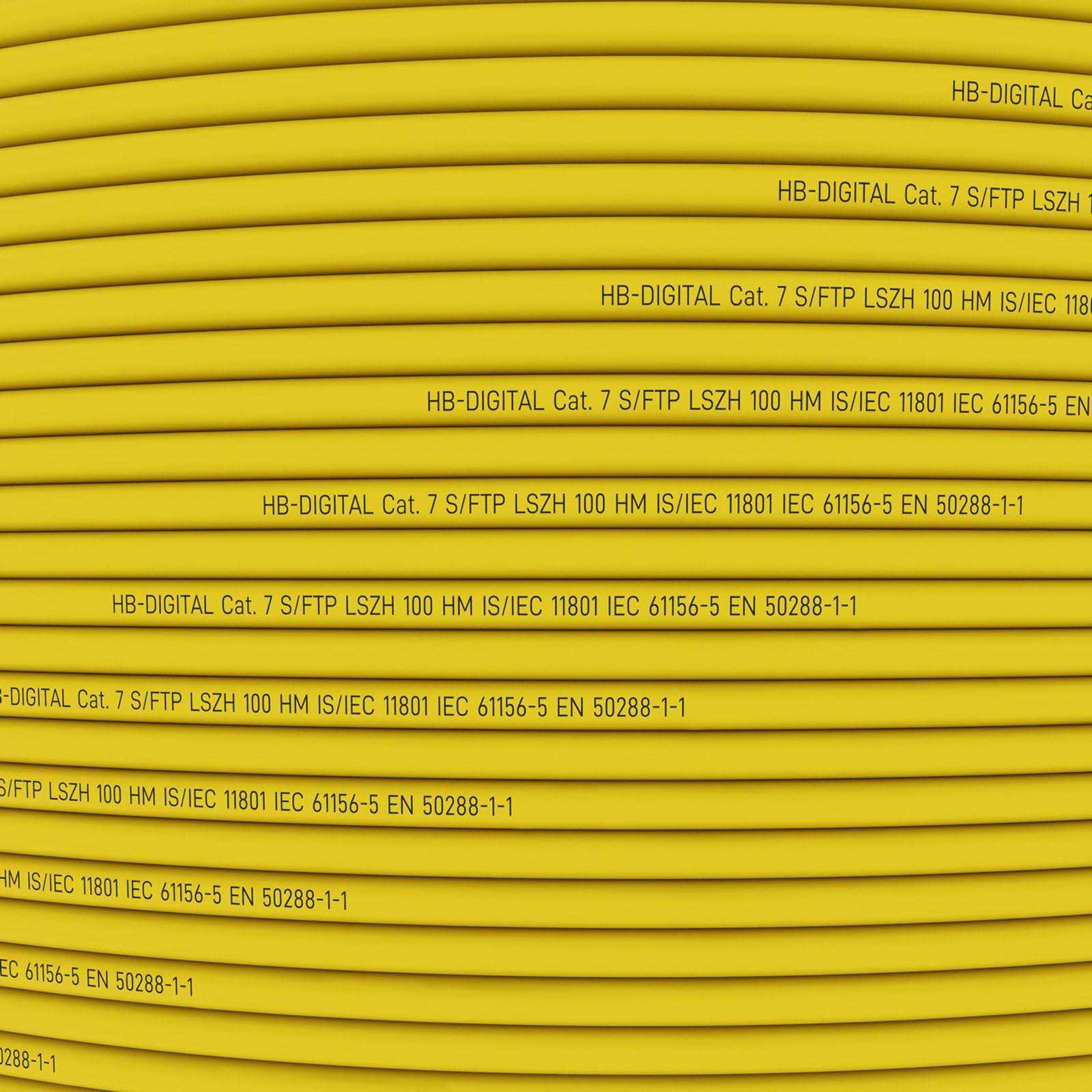 HB-Digital 25m Cavo di rete LAN CAT 7, cavo di posa, Ethernet, cavo di installazione, 10 Gbit/s, AWG23, S/FTP - Certificato GHMT - Rame puro, LSZH, cavo dati Simplex - Giallo