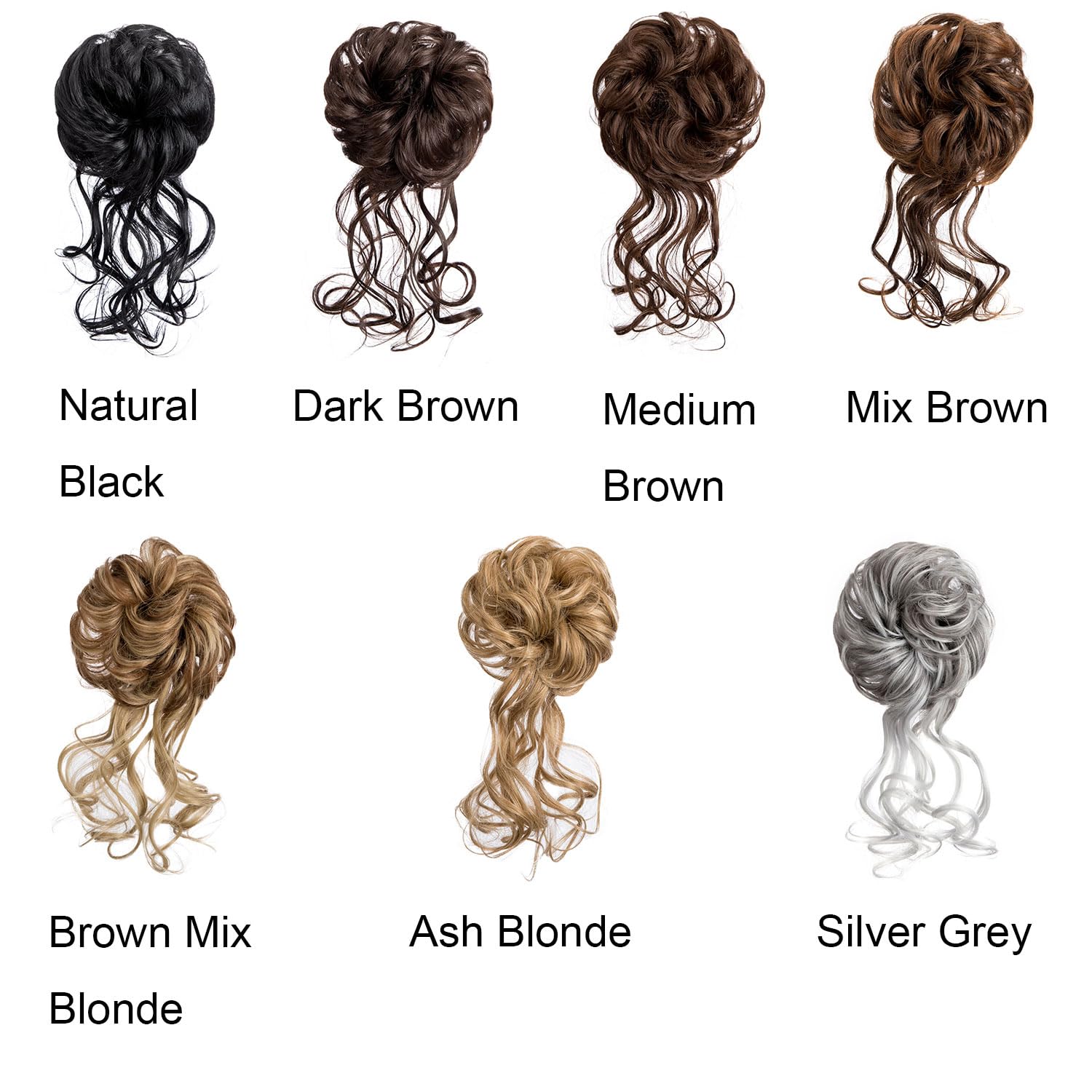 Claw Clip Messy Bun Hair Piece Tousled Updo Hair Buns Extension Elastic Hair Band Hair Pieces Curly Scrunchie For Women (Dark Brown) - Image 3