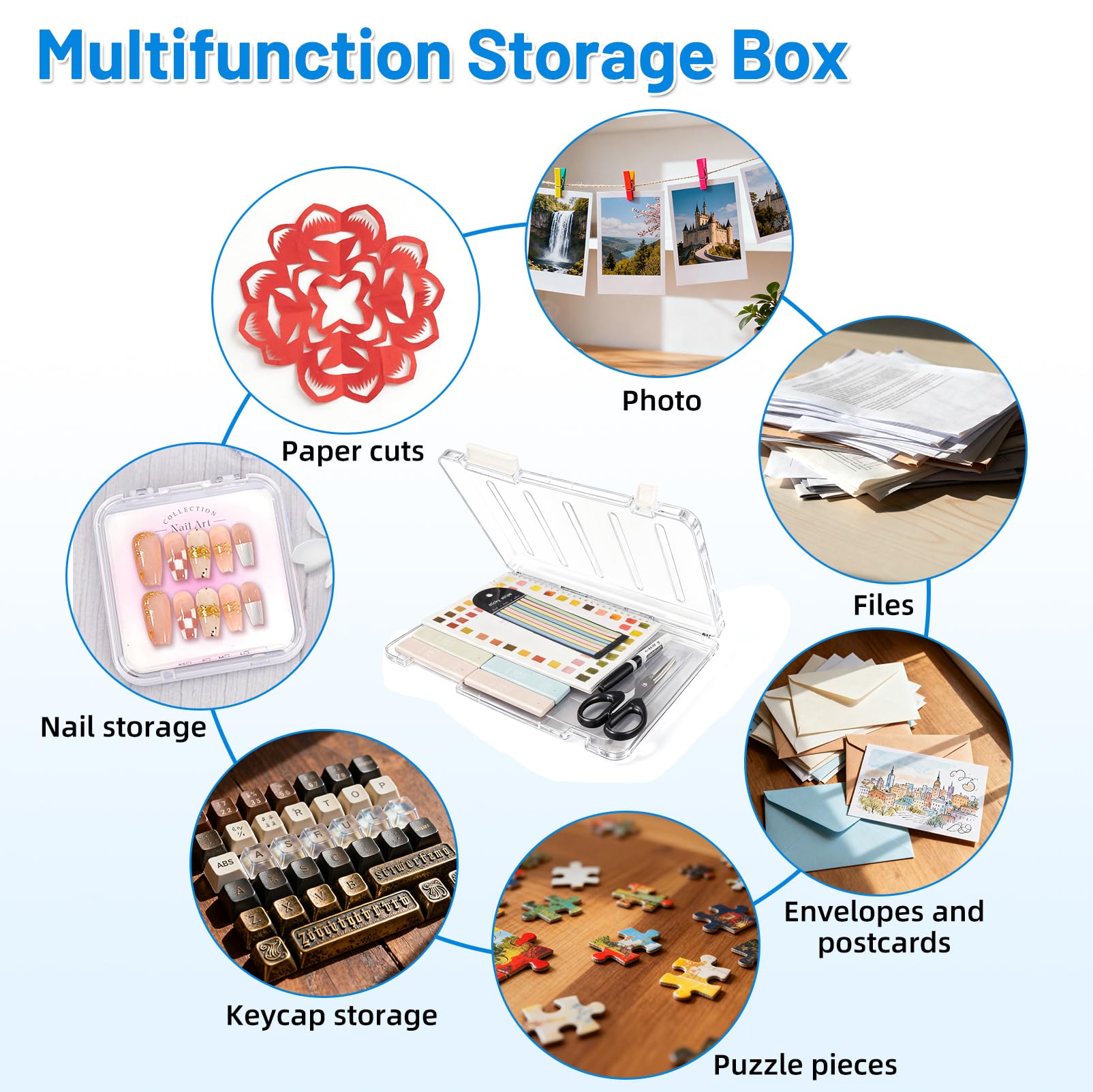 QZDAFFIC 6 Pack Plastic Box Files A5, Clear Folders File Storage Boxes with Lids & 20 Sheets Sticky Labels, Dustproof Portable Filing Folder for Office Supplies School Home - Image 4