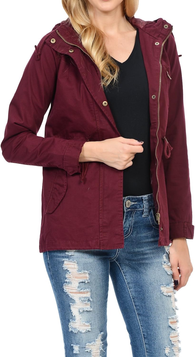Auliné Collection Women's Versatile Military Safari Utility Anorak Street Fashion Hoodie Jacket