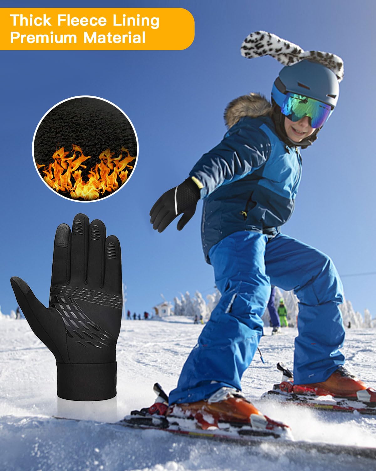 Guanti Termici Bambino Invernali,Guanti Calcio Bambino Invernali Touch Screen,Antiscivolo Impermeabili Guanti Sportivi per Bambini Ragazze Ragazzi Allenamento Calcio Bici Corsa Sciare