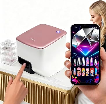 Professional 3D Nail Printing Machine, Smart DIY Nail Art Printer for Home & Weddings& Nail Art Studio, 4800dpi APP Control Nail Printing, 10s Printing Speed, USB-Powered Nail Printer