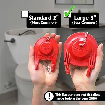 Korky 3060BP Universal Toilet Flapper Replaces Most Large 3-Inch Flappers - Long Lasting Rubber - Easy to Install - Made in USA, Red