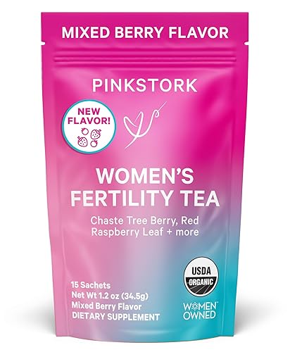 Pink Stork Té orgánico de fertilidad para mujeres con bayas de árbol casto (Vitex) para apoyar la concepción para ella, equilibrio hormonal con disponible en Yaxa Venezuela