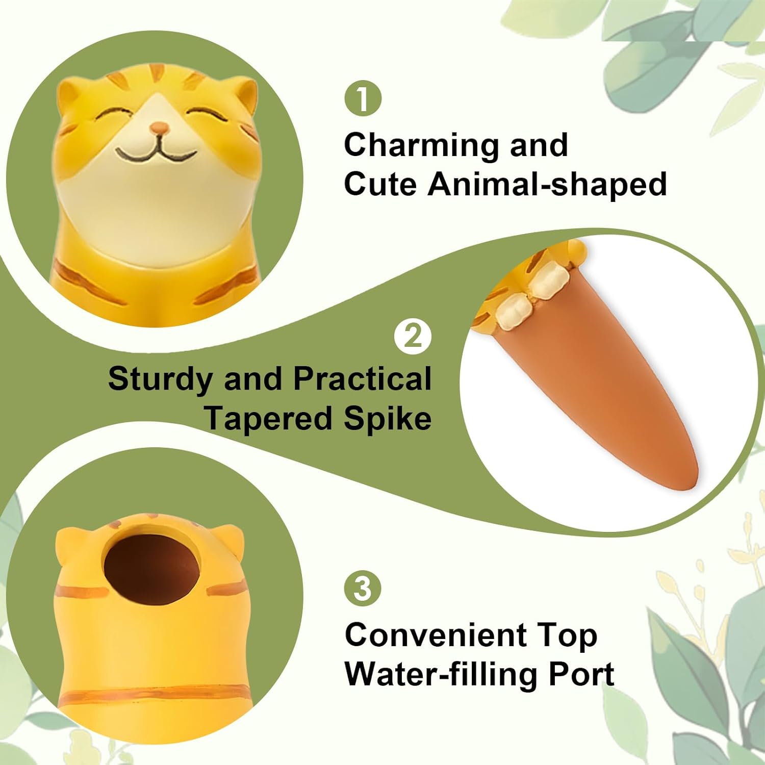 MCleanPin 4 Pack Plant Watering Spikes and Globes Handmade Terracotta Self-Watering Planter Insert Automatic Plant Waterer Devices for Indoor Outdoor Plants (Animal Paradise)