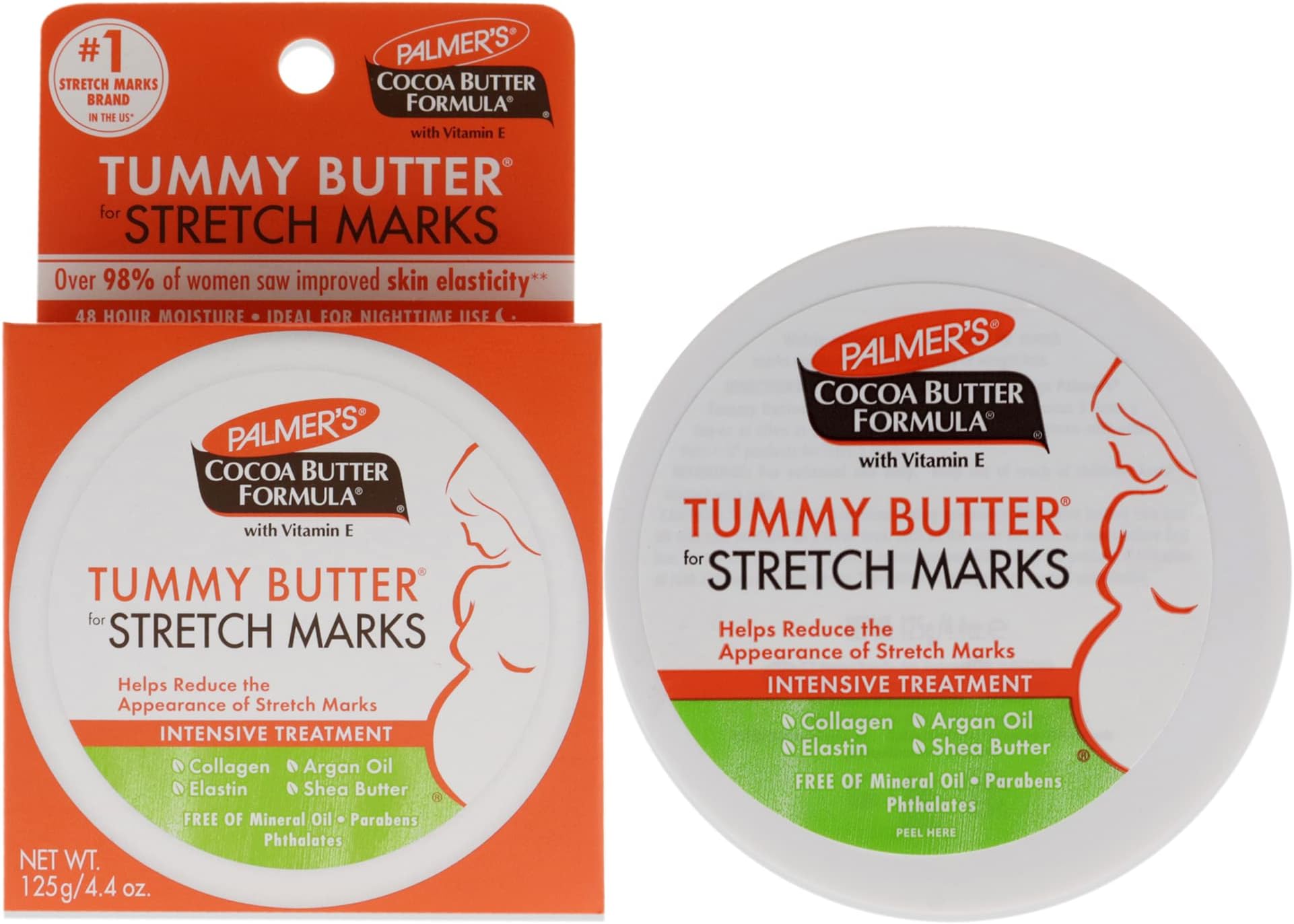 Cocoa Tummy Butter Formula for Stretch Marks-Vitamin E-48 Hrs Moisture-Reduce Appearance of Mark-Improve Skin Elasticity-Ideal Nighttime-No Paraben,Sulphate,Dyes,Mineral Oil-125g
